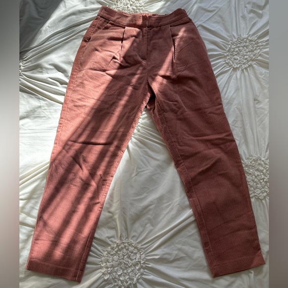 Stylish Pink Corduroy Straight Leg Ankle Pants - Picture 1 of 3